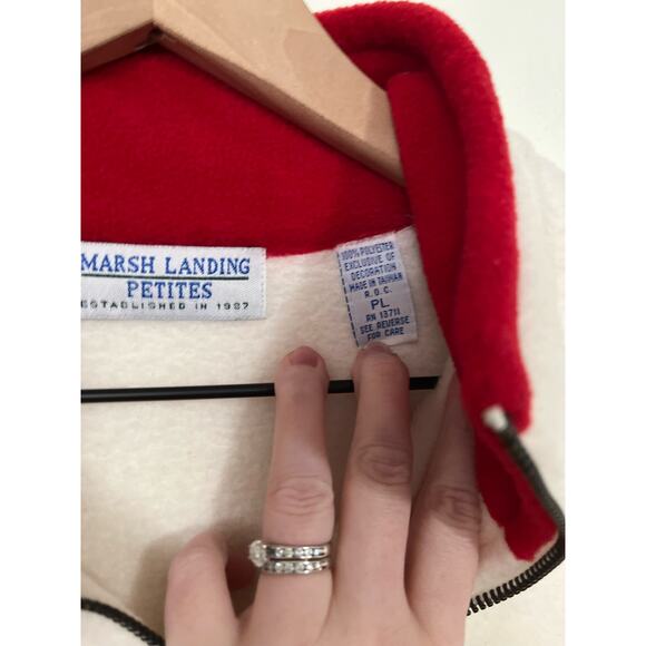 Marsh Landing Petites Quarter Zip Fleece Snowflake Pull-Over Large Petite - Picture 3 of 4